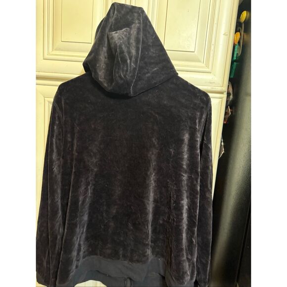 SJB Active Women's Velvet Velour Full Zip Hoodie Sweatshirt Black XL - Picture 3 of 9